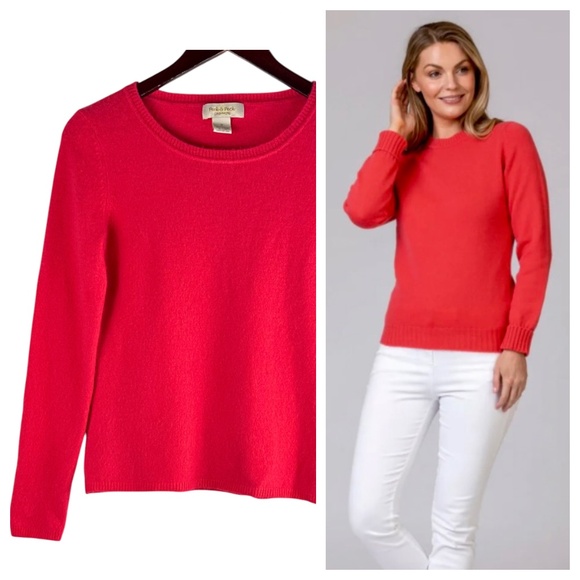 Peck & Peck Cashmere Sweater Sz Medium 8 10 Coral Pullover Quiet Luxury SOFT - Picture 1 of 3